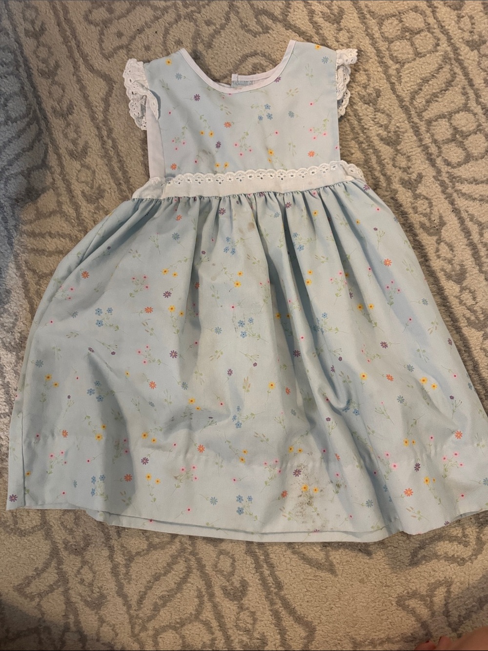 Lullaby Set Girls' Light Blue Floral Lace-Trim Party Dress